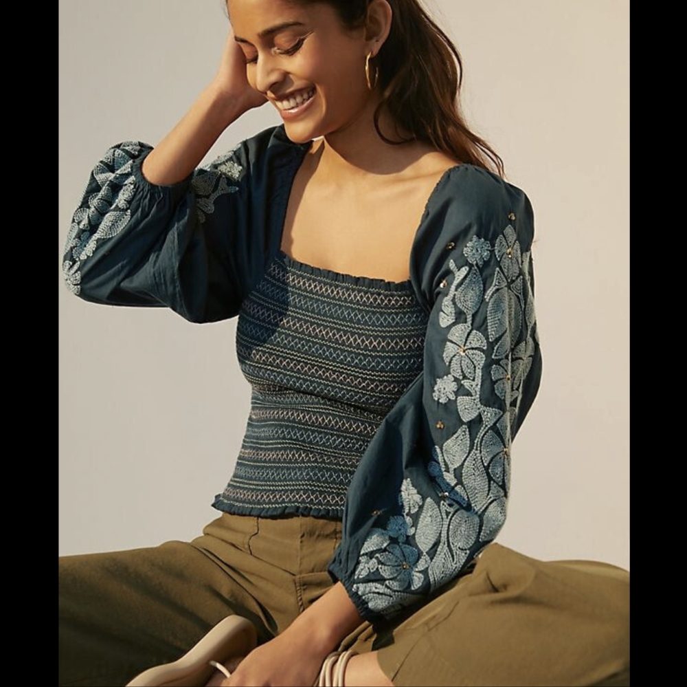 Anthropologie smocked top